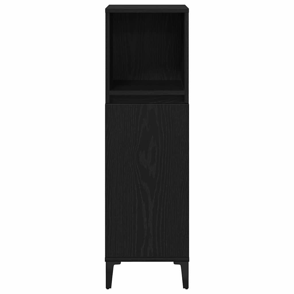 Bathroom Furniture Set Wall-mounted with Door 3 pcs Black Oak
