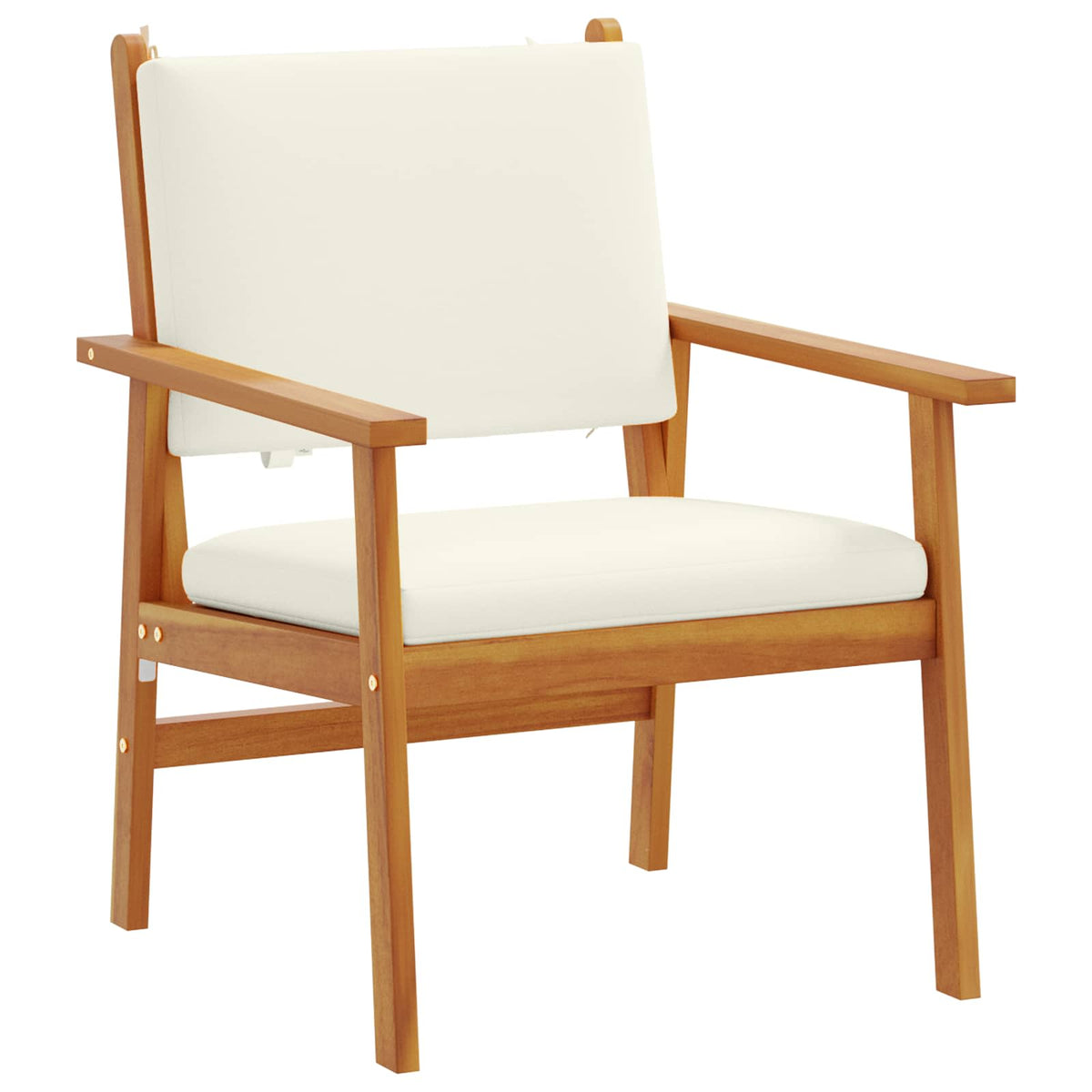 Garden Chair with Cushion 2 pcs Cream White Solid Acacia Wood