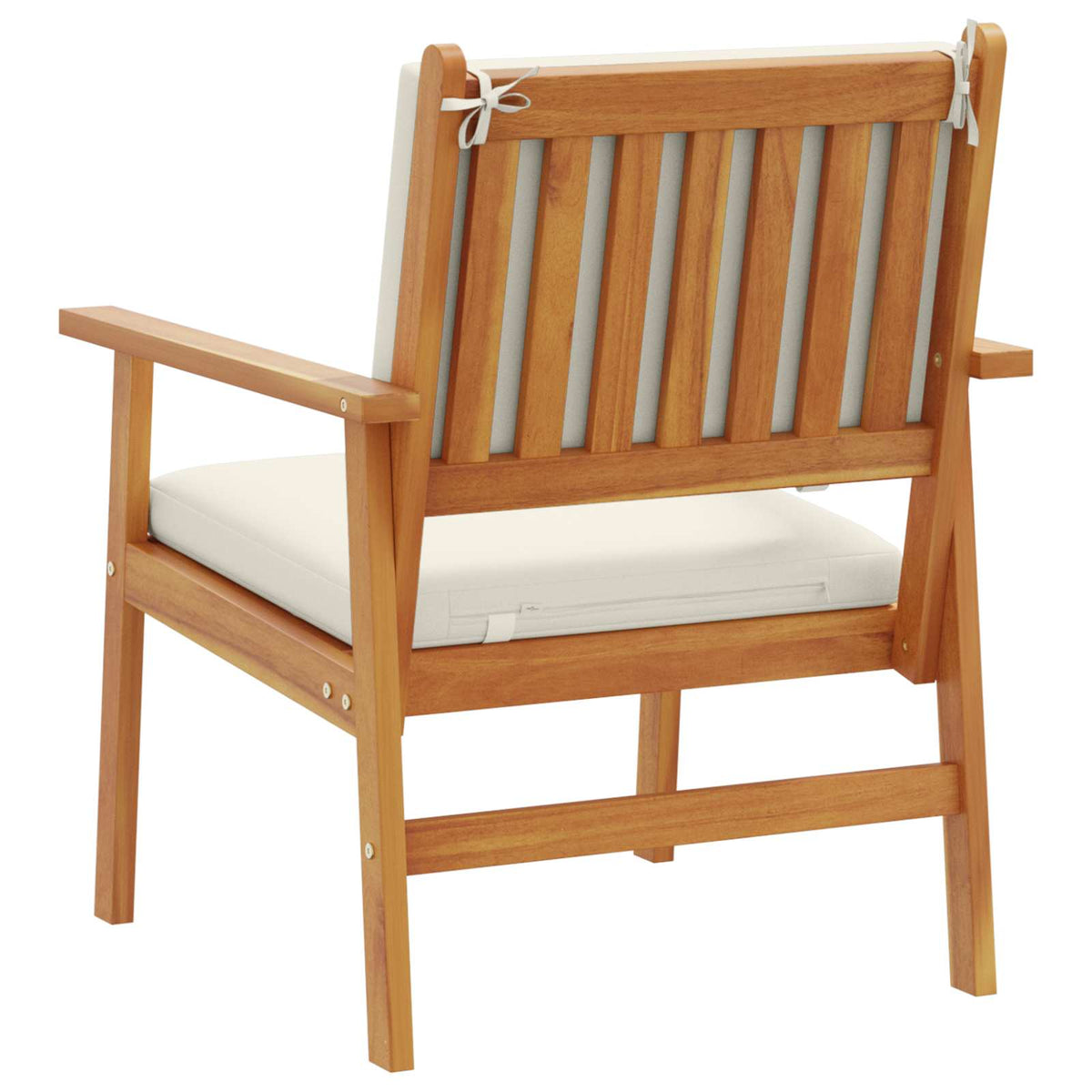 Garden Chair with Cushion 2 pcs Cream White Solid Acacia Wood