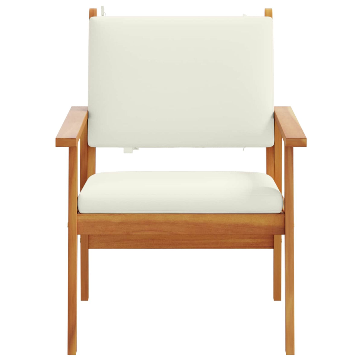 Garden Chair with Cushion 2 pcs Cream White Solid Acacia Wood