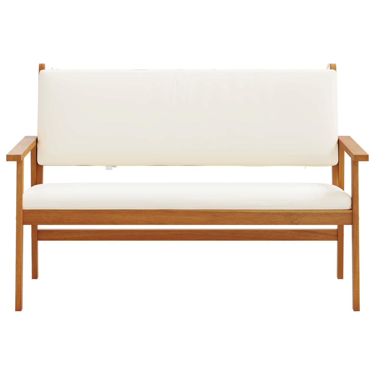 Garden Bench with Cushion Cream White Solid Acacia Wood