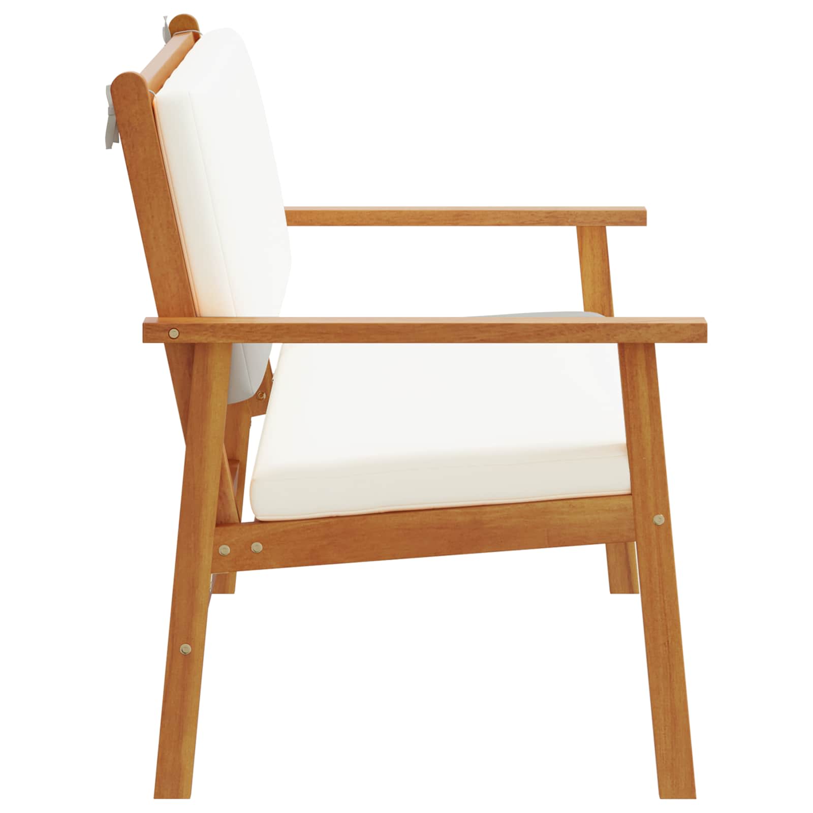 Garden Bench with Cushion Cream White Solid Acacia Wood
