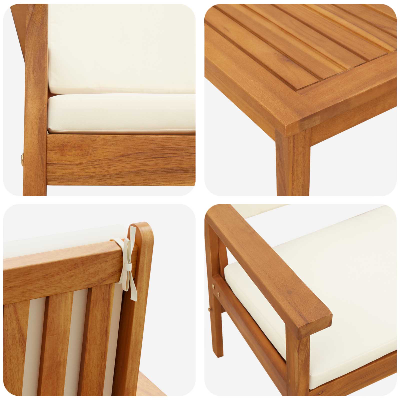 Garden Sofa Set 2 pcs Cream White Solid Acacia Wood
