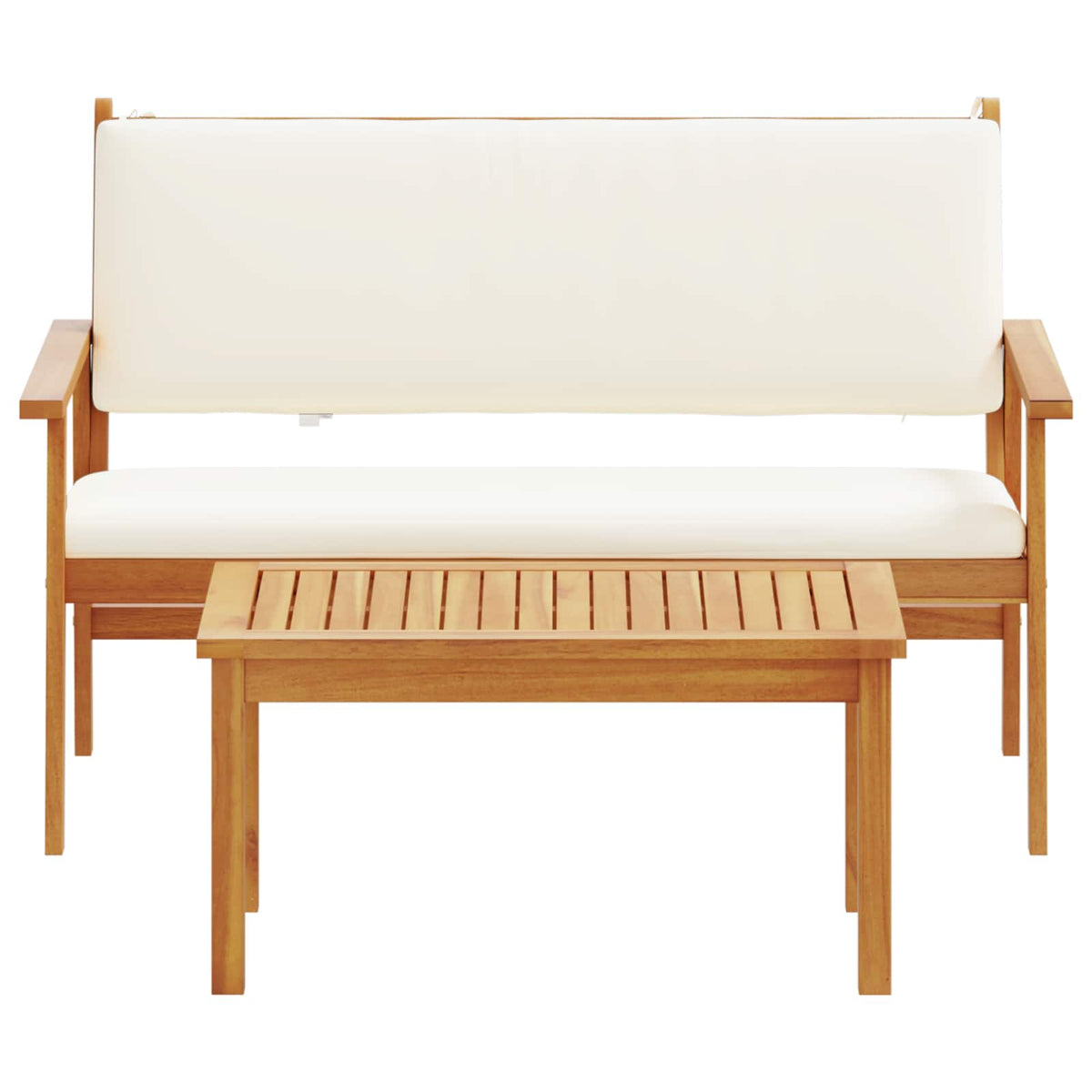 Garden Sofa Set 2 pcs Cream White Solid Acacia Wood