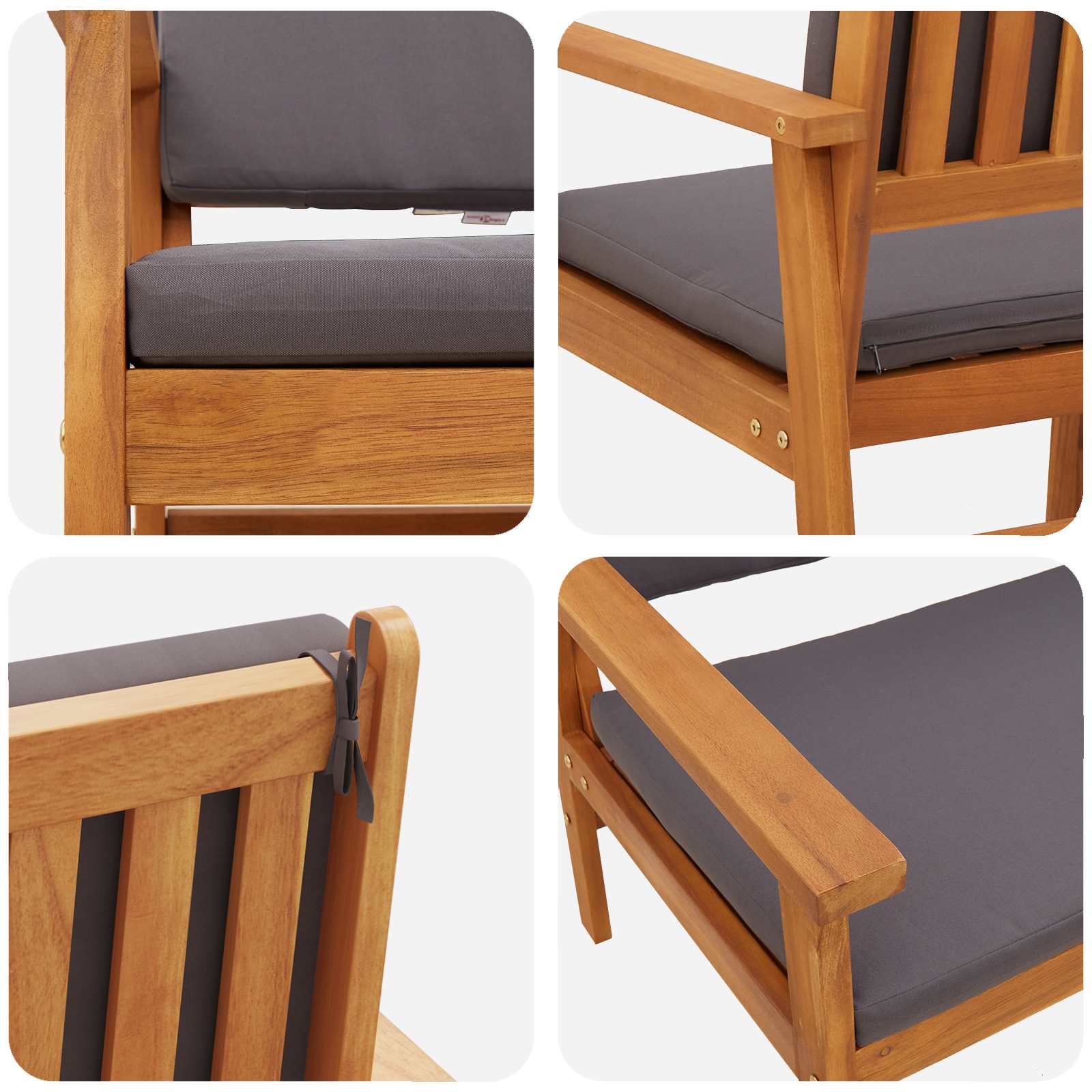 Garden Bench with Cushion Anthracite Solid Acacia Wood