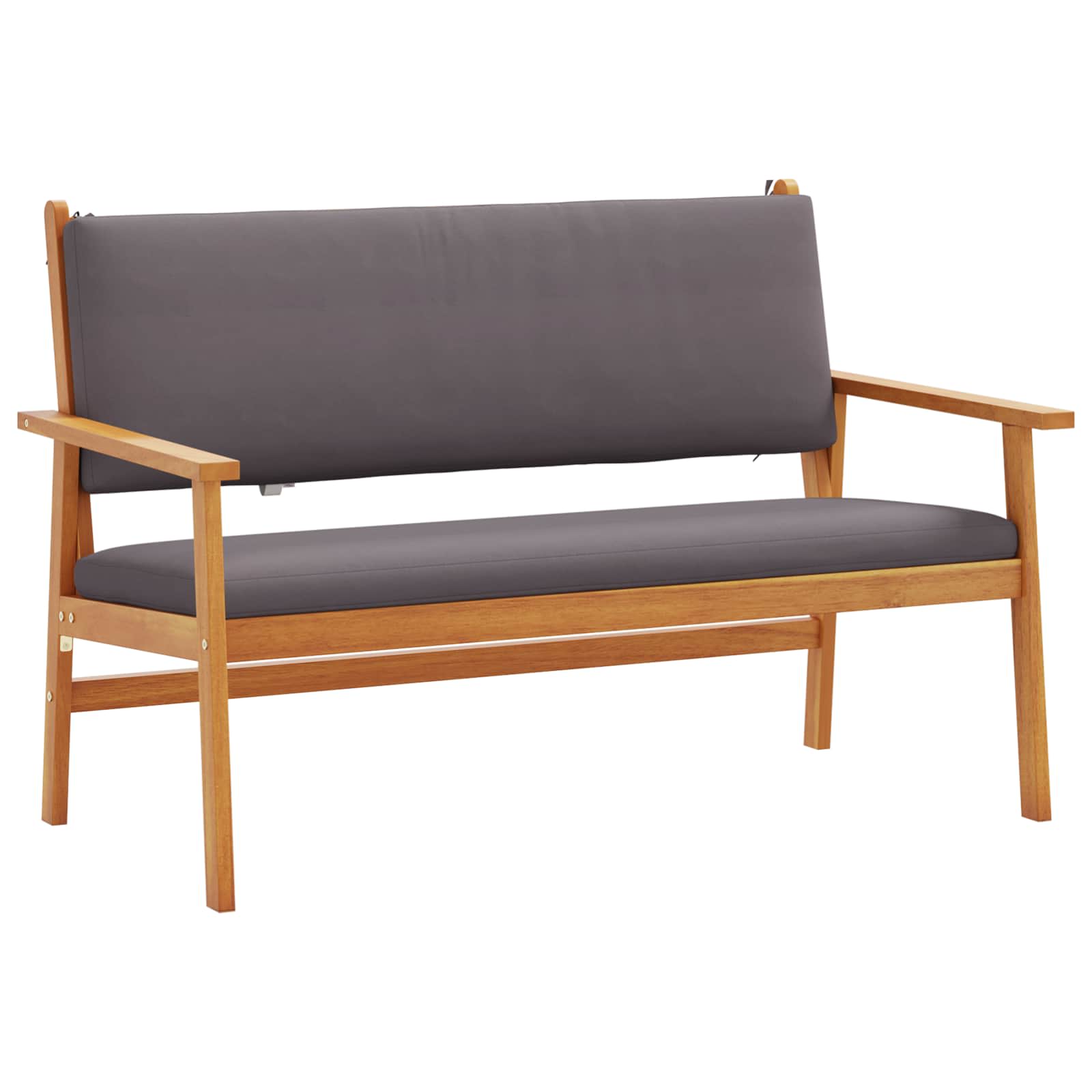 Garden Bench with Cushion Anthracite Solid Acacia Wood