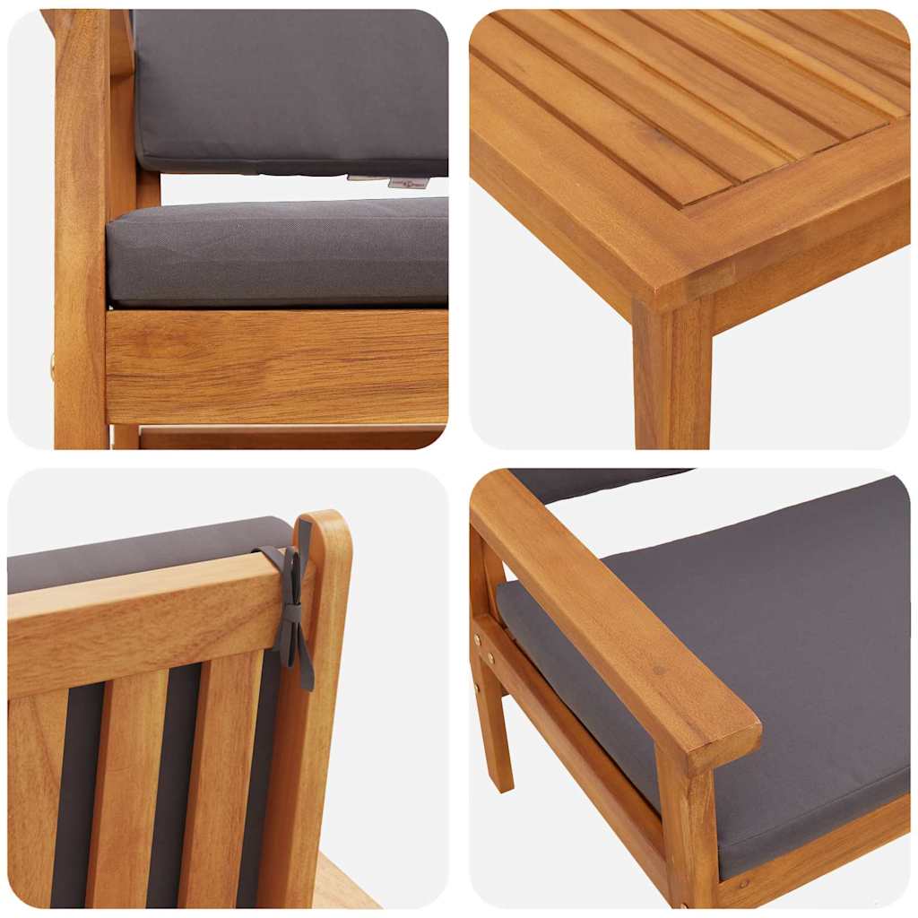 Garden Sofa Set with Cushion 2 pcs Brown Solid Acacia wood