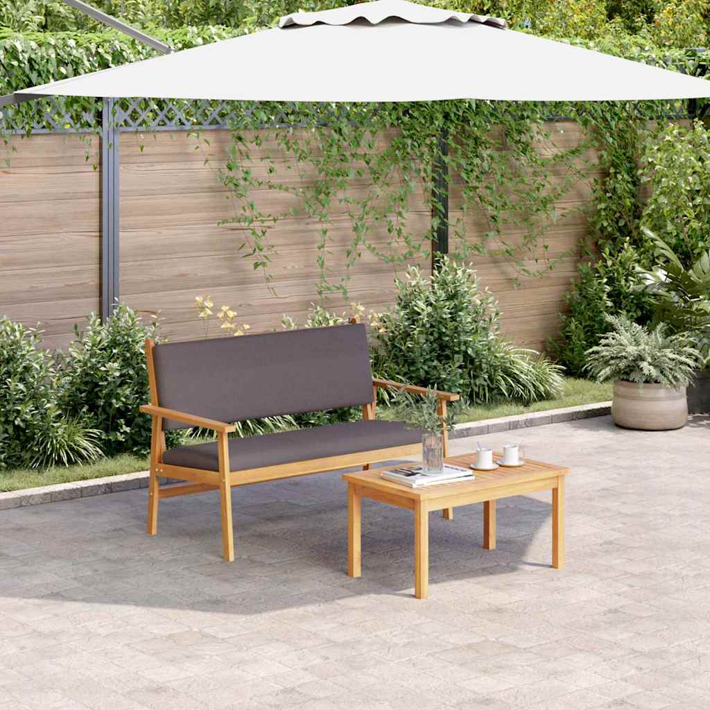 Garden Sofa Set with Cushion 2 pcs Brown Solid Acacia wood