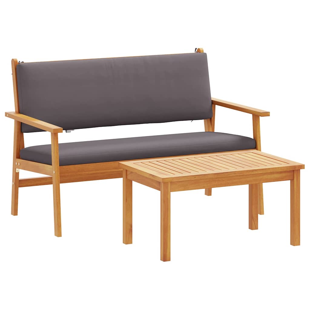 Garden Sofa Set with Cushion 2 pcs Brown Solid Acacia wood