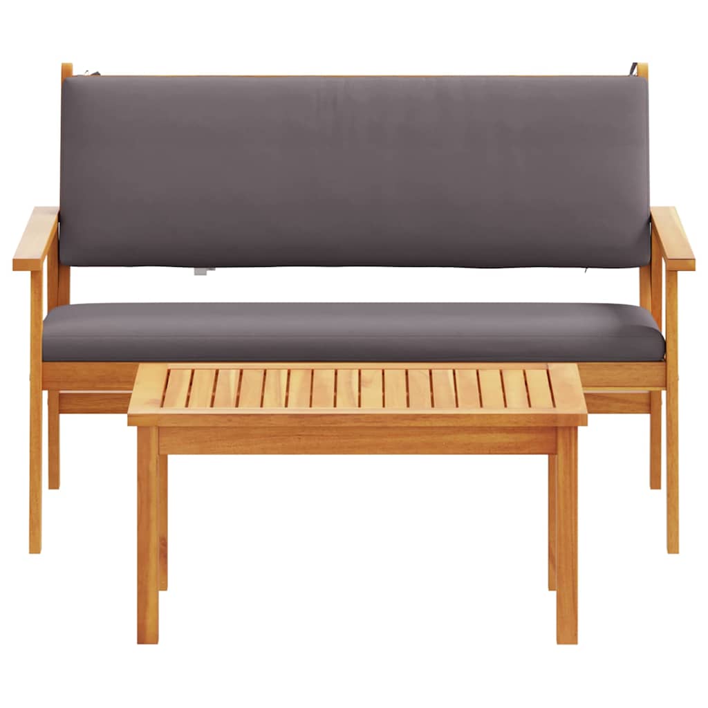 Garden Sofa Set with Cushion 2 pcs Brown Solid Acacia wood