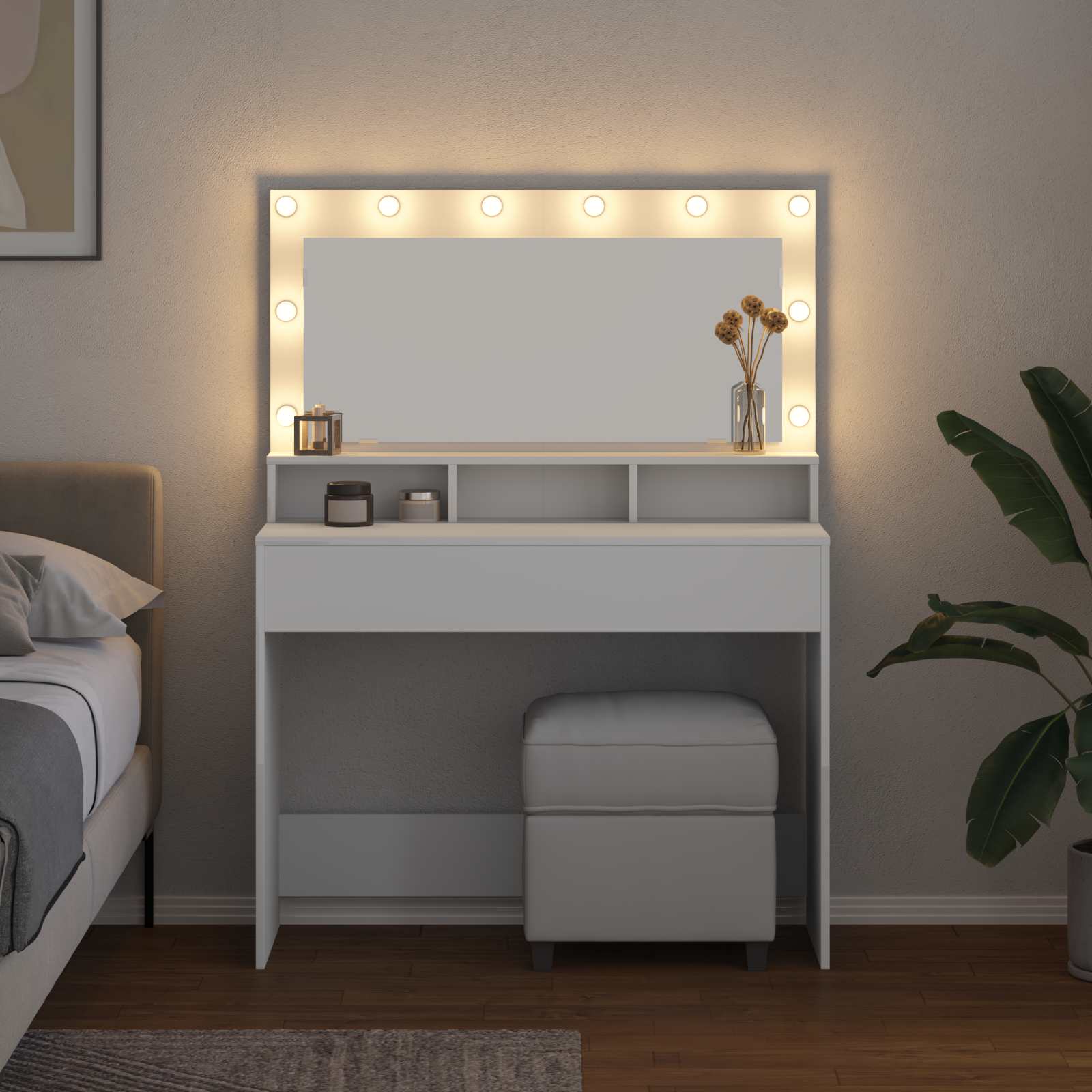 Dressing Table White 100 x 41 x 135 cm Engineered Wood