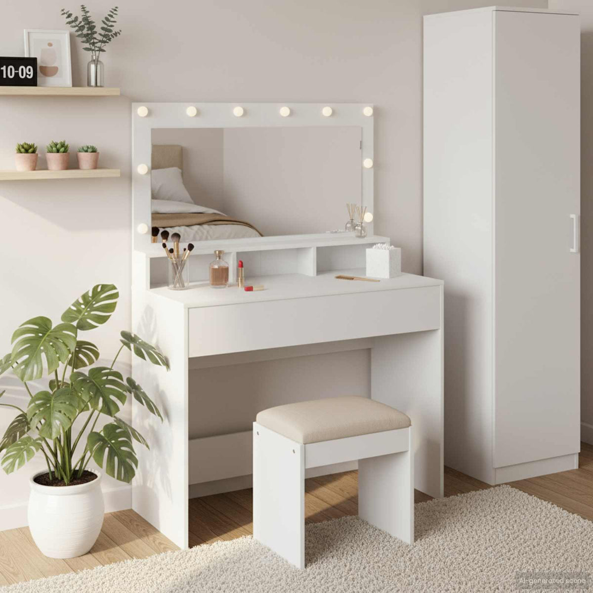 Dressing Table White 100 x 41 x 135 cm Engineered Wood