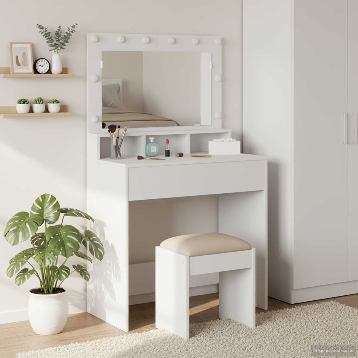 Dressing Table White 75,5 x 41 x 135 cm Engineered Wood