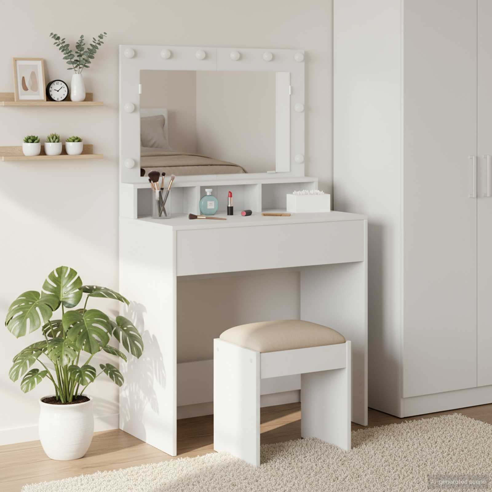 Dressing Table White 75,5 x 41 x 135 cm Engineered Wood