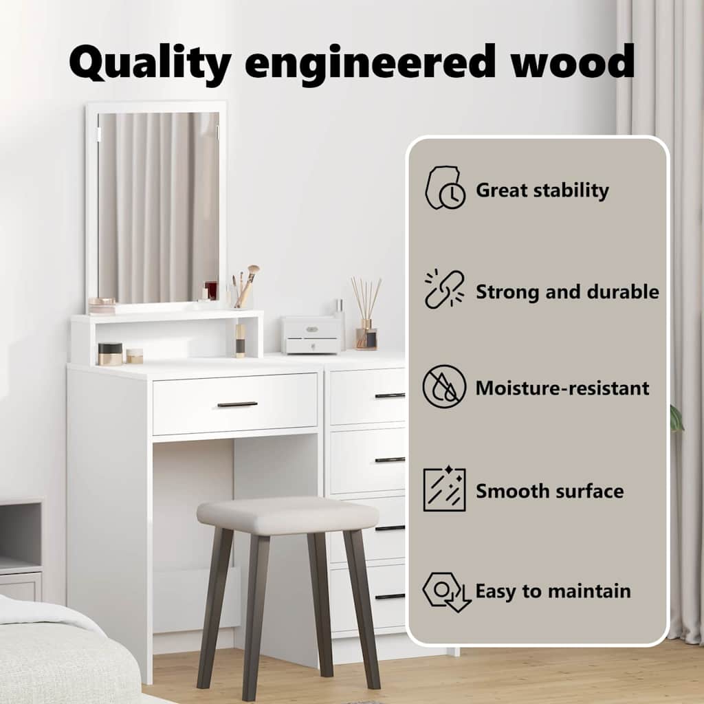 Dressing Table White 50 x 41 x 140 cm Engineered Wood