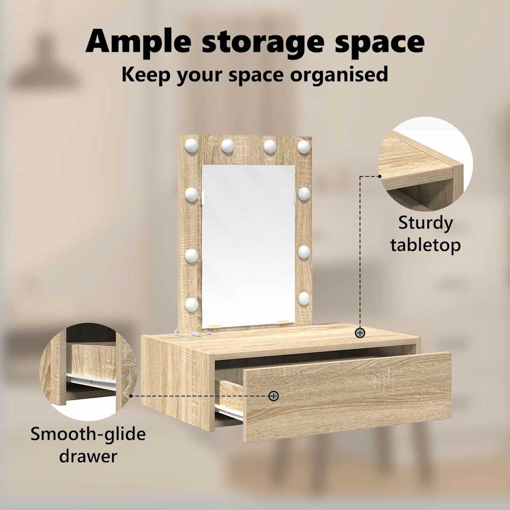 Dressing Table Brown 60 x 40 x 70 cm Engineered Wood