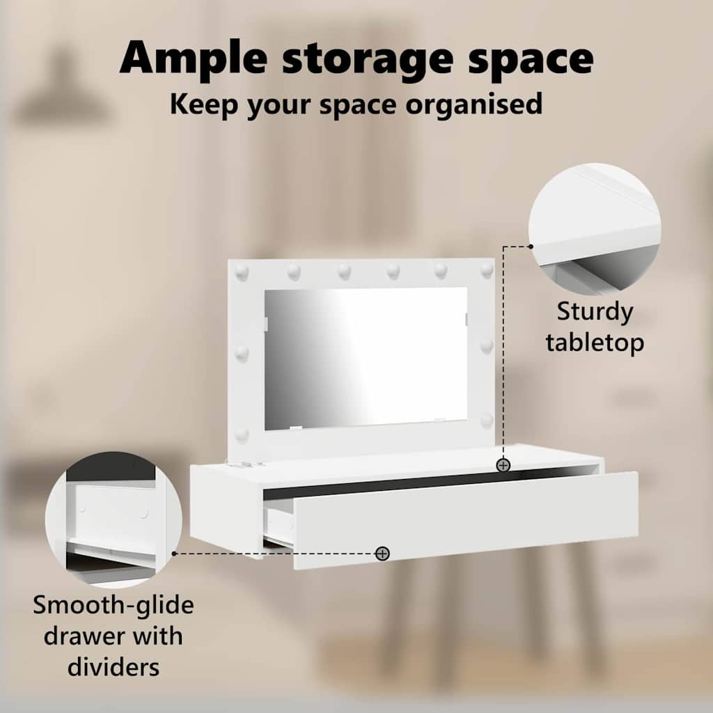 Dressing Table White 100 x 40 x 70 cm Engineered Wood