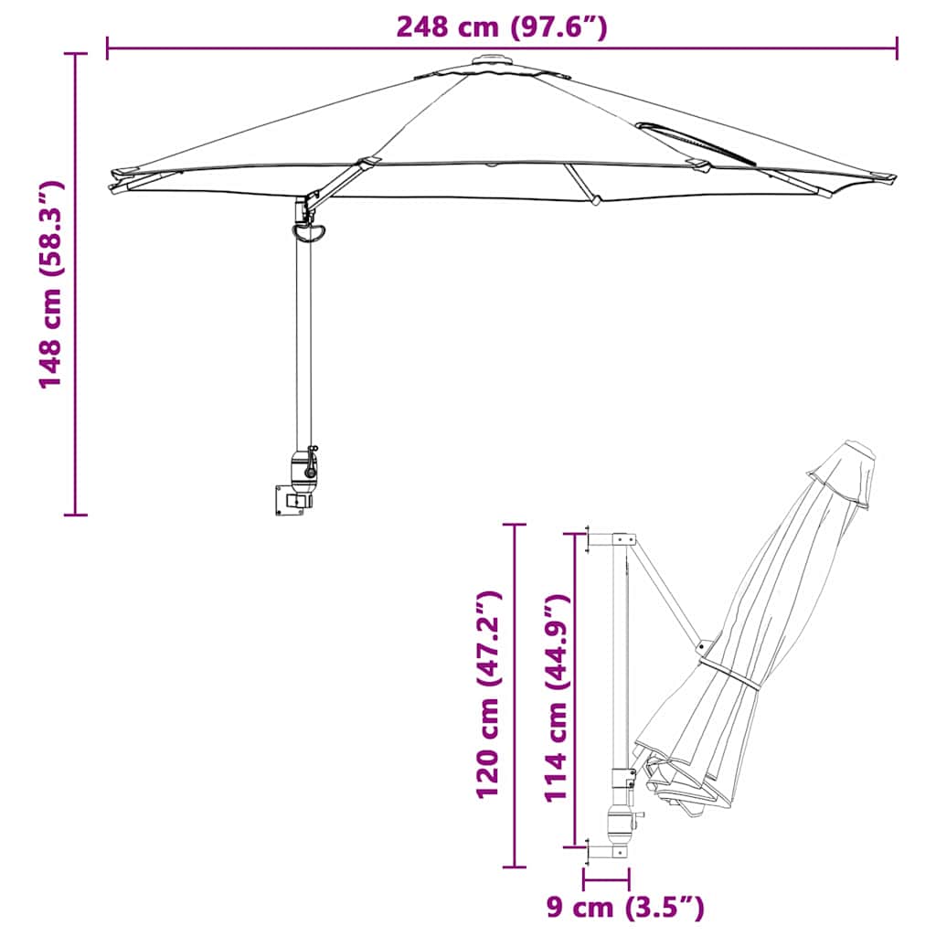 Garden Parasol Anthracite 248 x 248 x 148 cm
