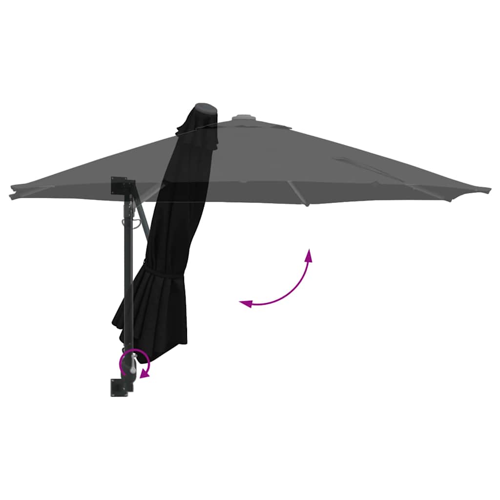 Garden Parasol Black 248 x 248 x 148 cm Polyester and Steel