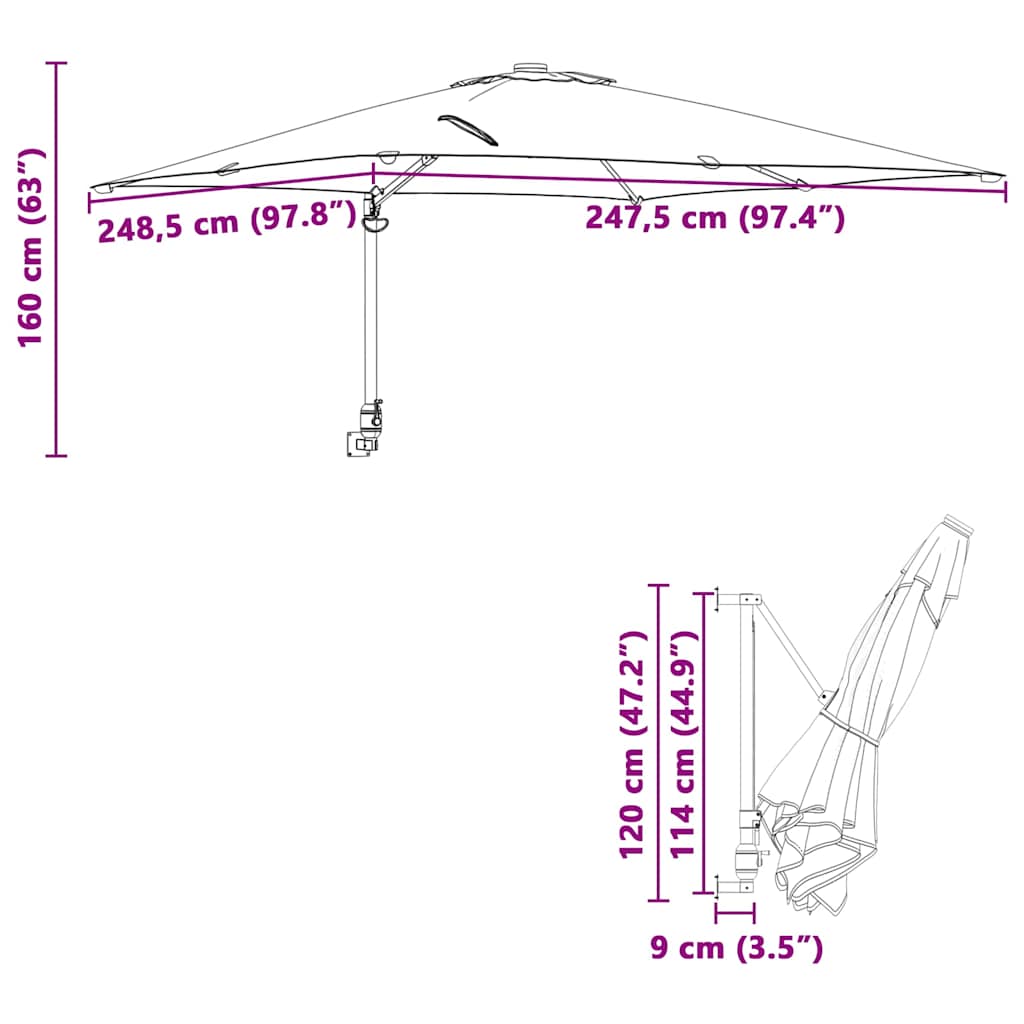 Garden Parasol Sand 248,5 x 247,5 x 160 cm Polyester and Steel