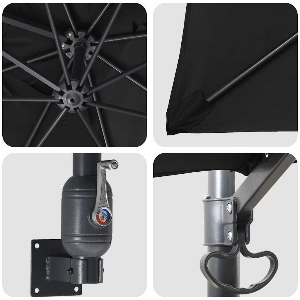 Garden Parasol Black 248,5 x 247,5 x 160 cm Polyester and Steel