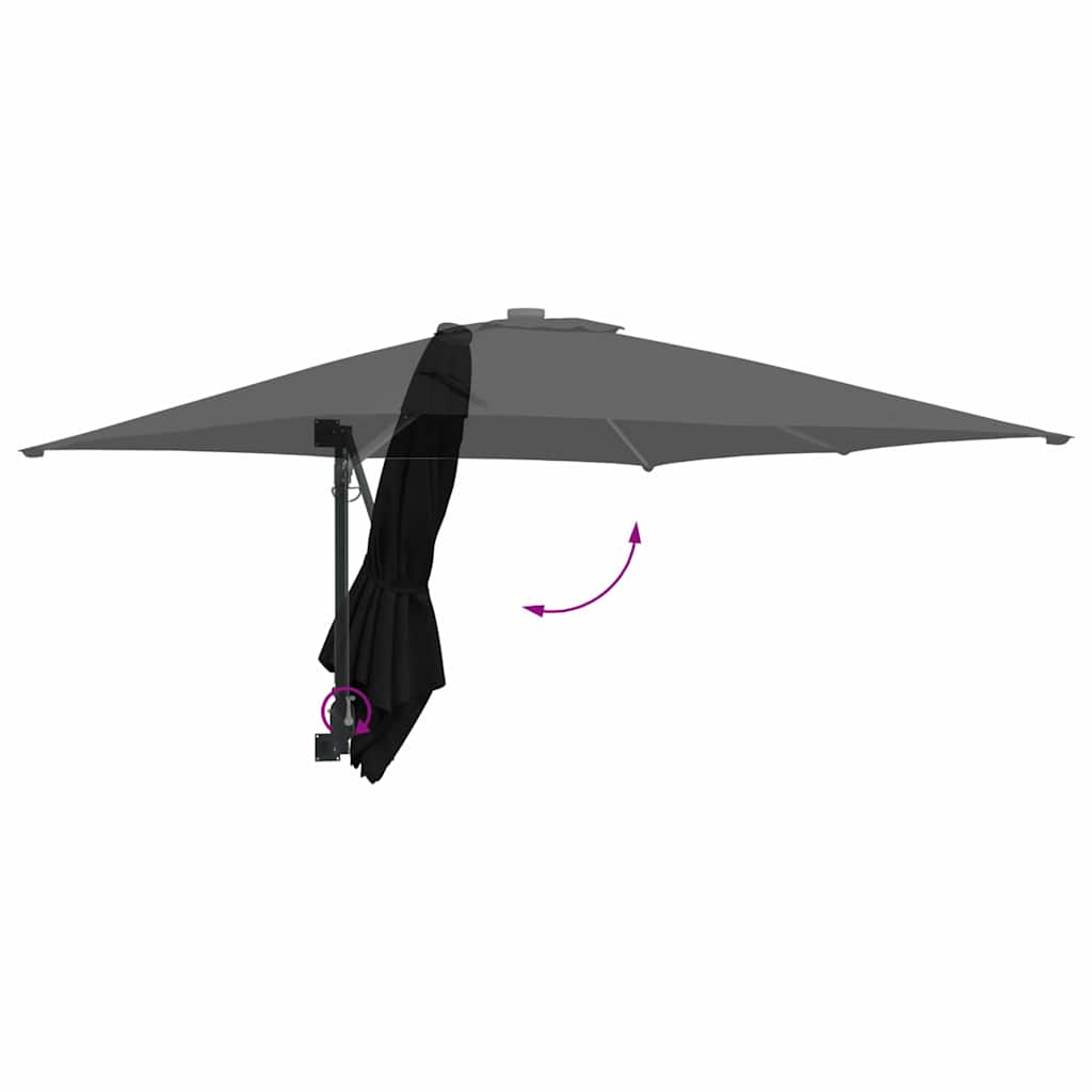 Garden Parasol Black 248,5 x 247,5 x 160 cm Polyester and Steel