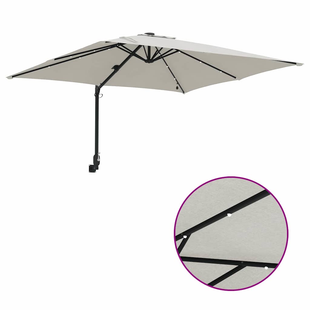 Garden Parasol Sand 248,5 x 247,5 x 160 cm Polyester and Steel