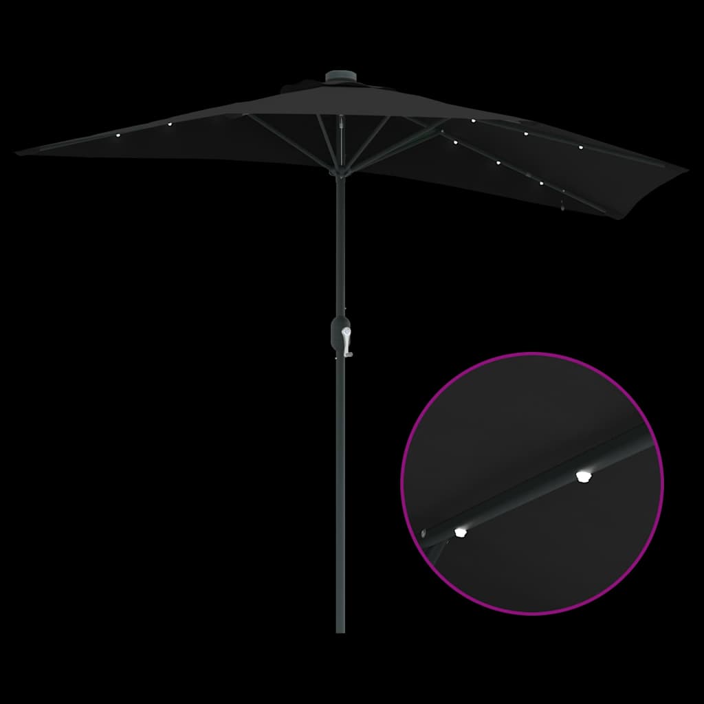 Garden Parasol Black 294 x 150 x 223 cm Polyester and Steel