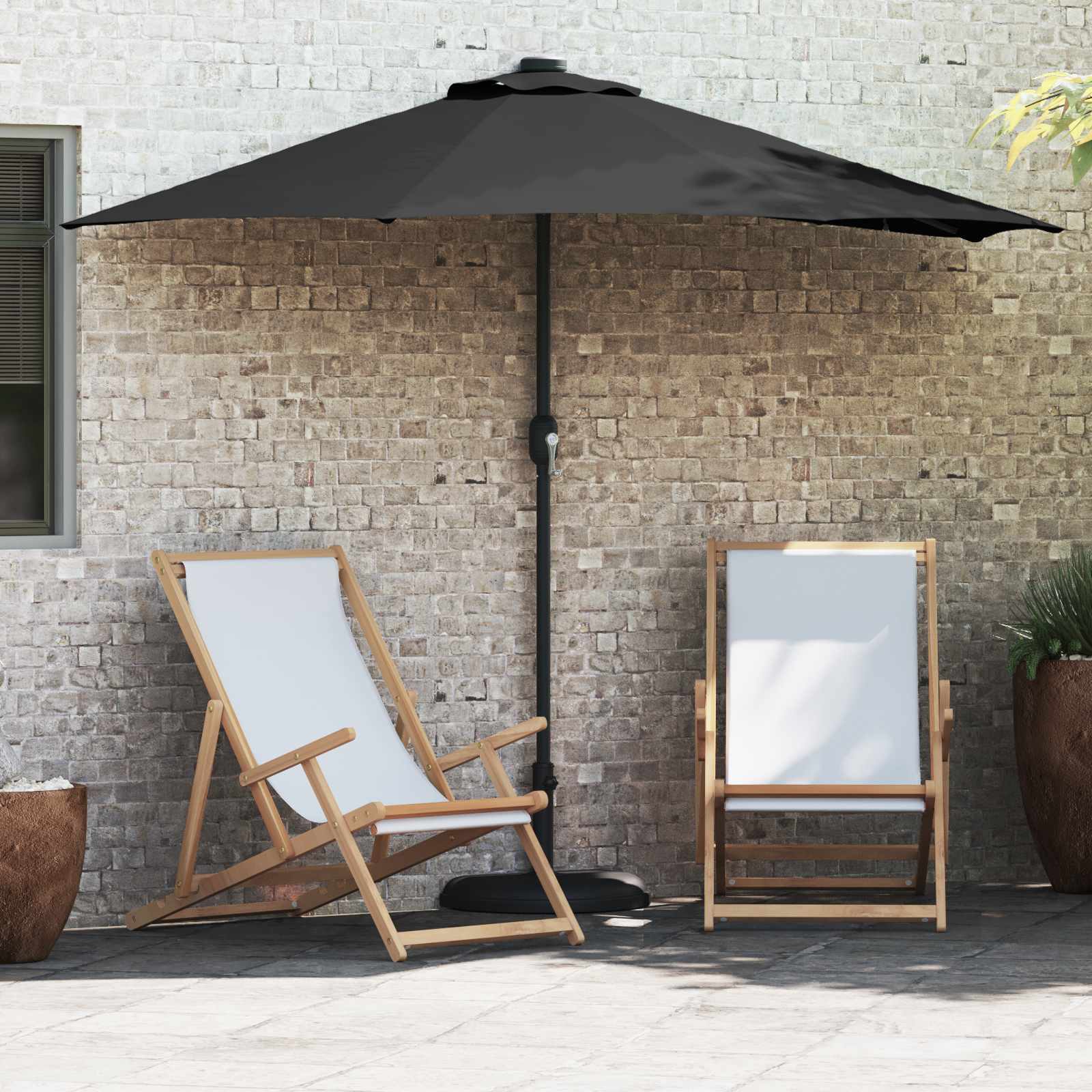 Garden Parasol Black 294 x 150 x 224 cm Polyester and Steel