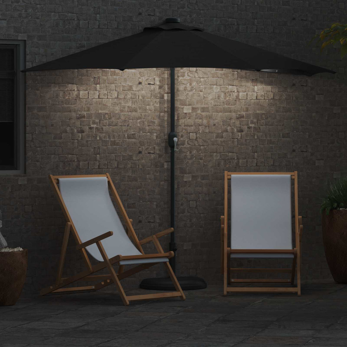 Garden Parasol Black 294 x 150 x 224 cm Polyester and Steel