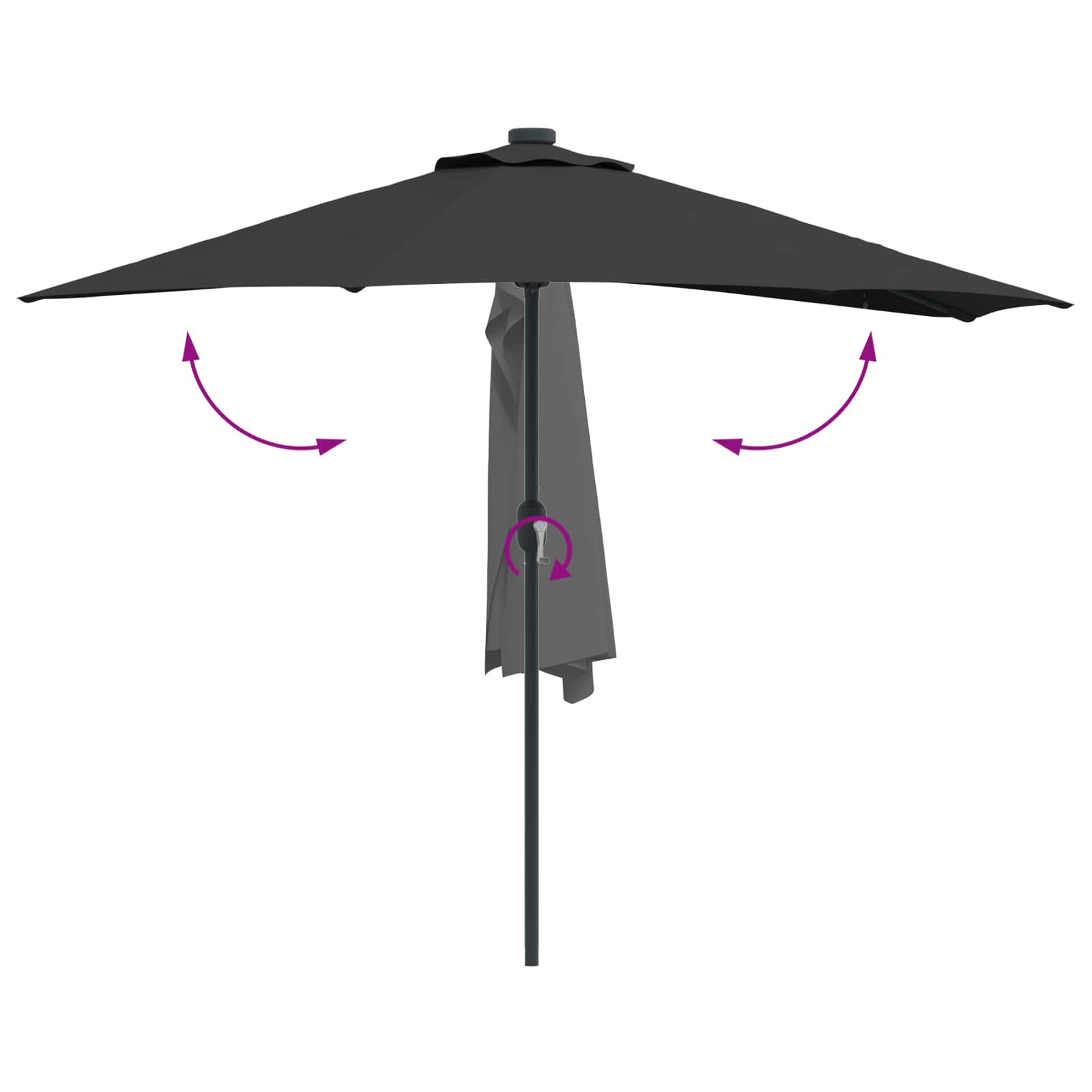 Garden Parasol Black 294 x 150 x 224 cm Polyester and Steel