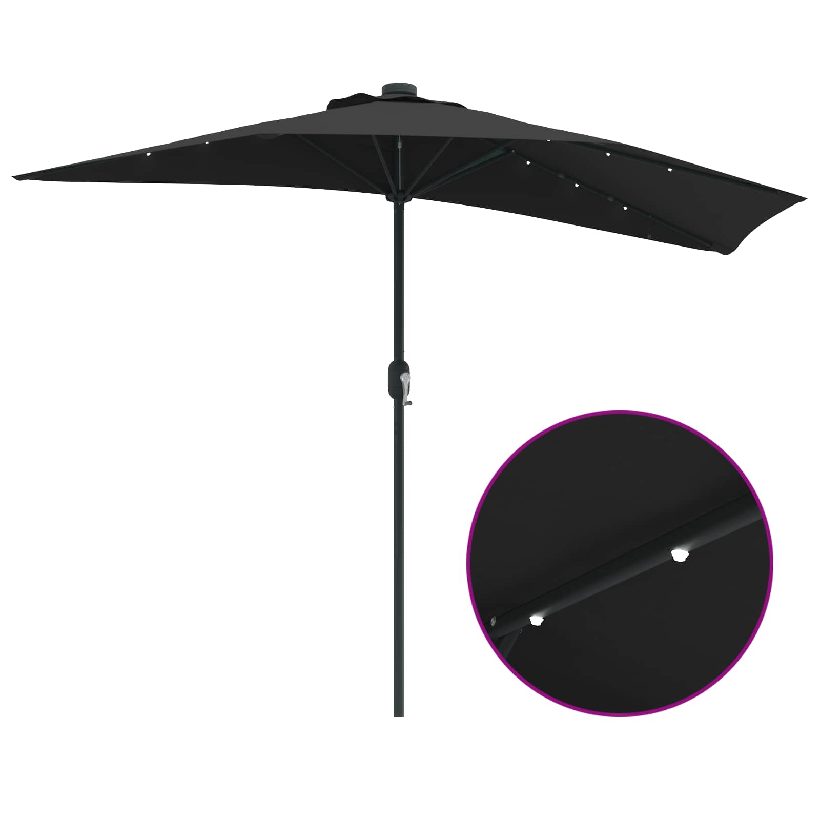 Garden Parasol Black 294 x 150 x 224 cm Polyester and Steel