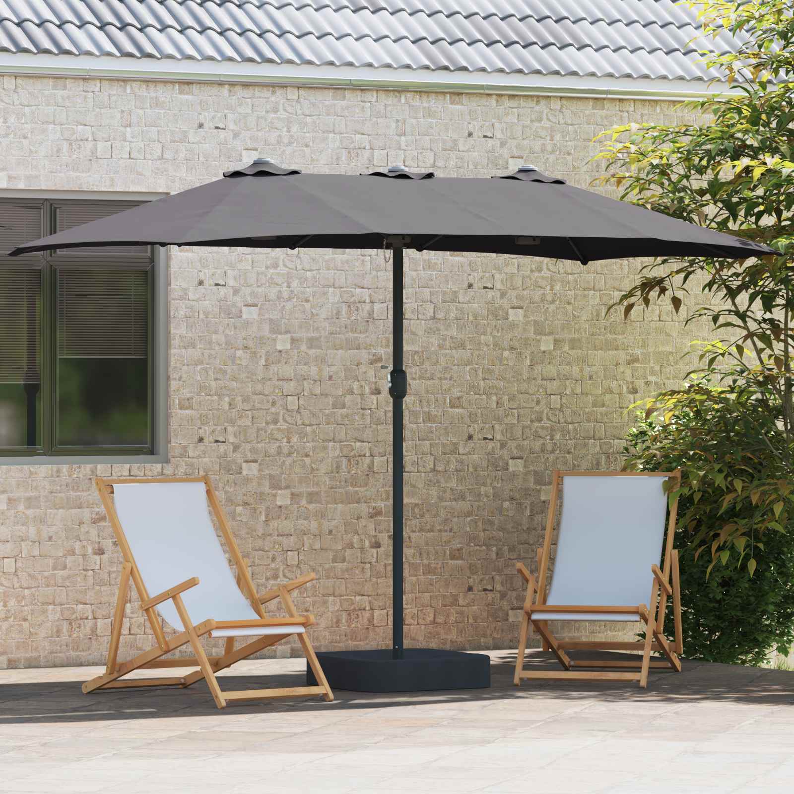 Garden Parasol Anthracite 385 x 209 x 244 cm Polyester