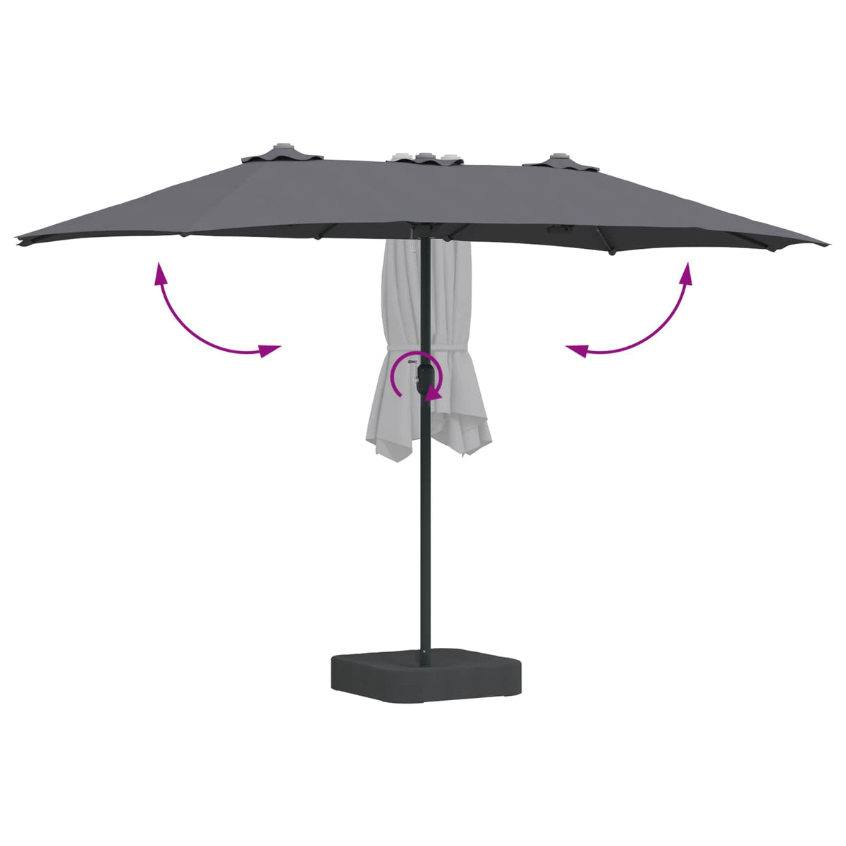 Garden Parasol Anthracite 385 x 209 x 244 cm Polyester
