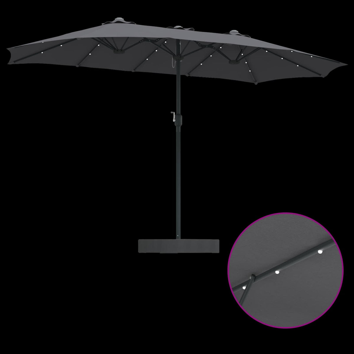 Garden Parasol Anthracite 385 x 209 x 244 cm Polyester