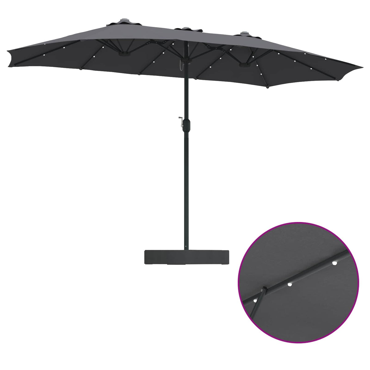 Garden Parasol Anthracite 385 x 209 x 244 cm Polyester