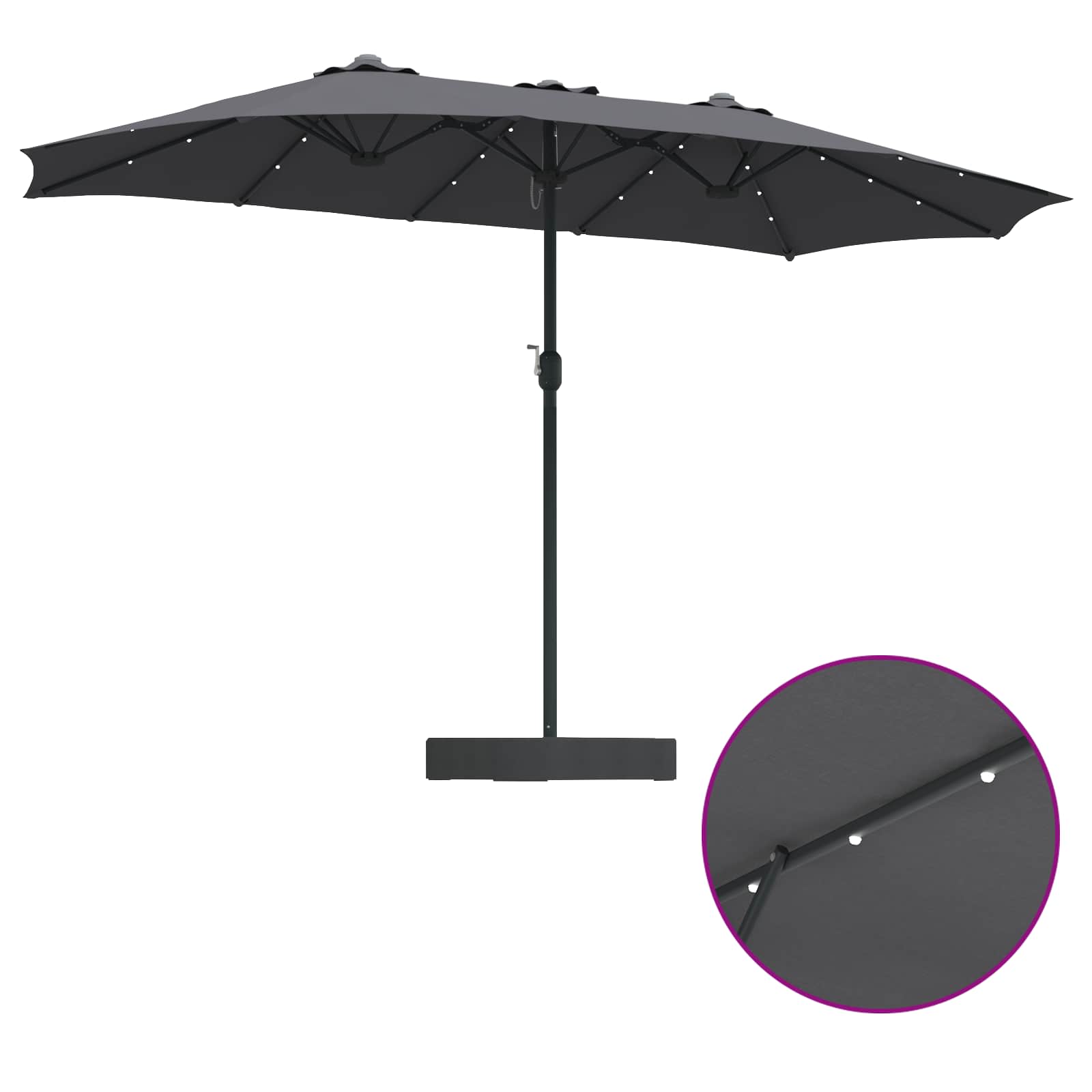 Garden Parasol Anthracite 385 x 209 x 244 cm Polyester