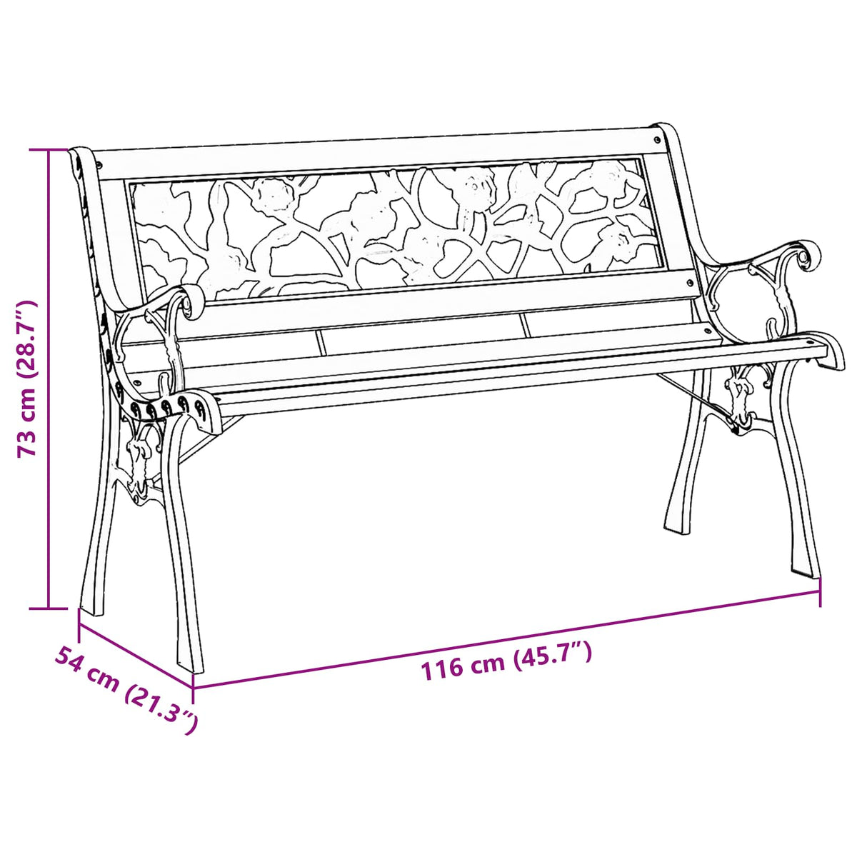 Garden Bench with Cushion Brown 116 x 54 x 73 cm Wood