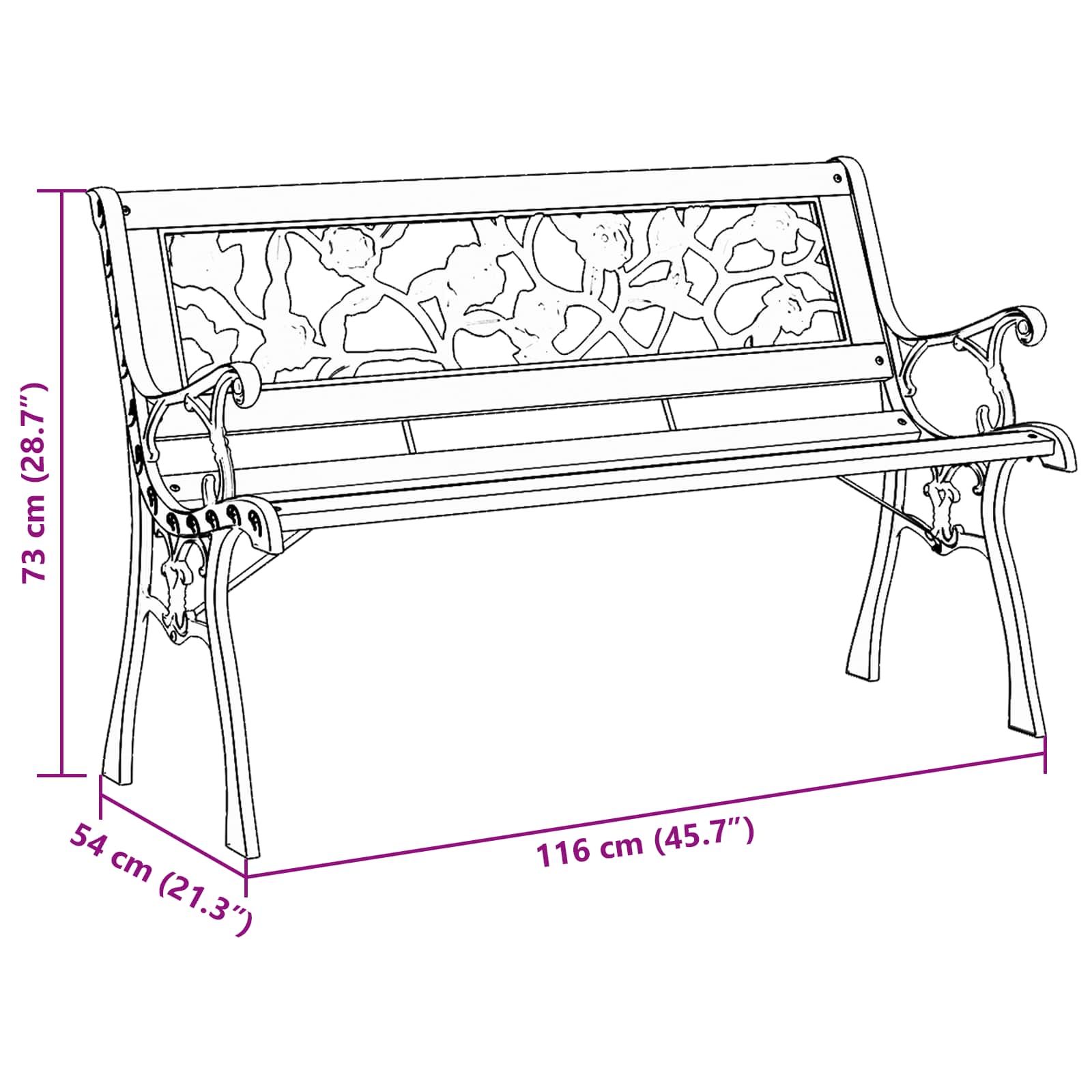 Garden Bench with Cushion Brown 116 x 54 x 73 cm Wood