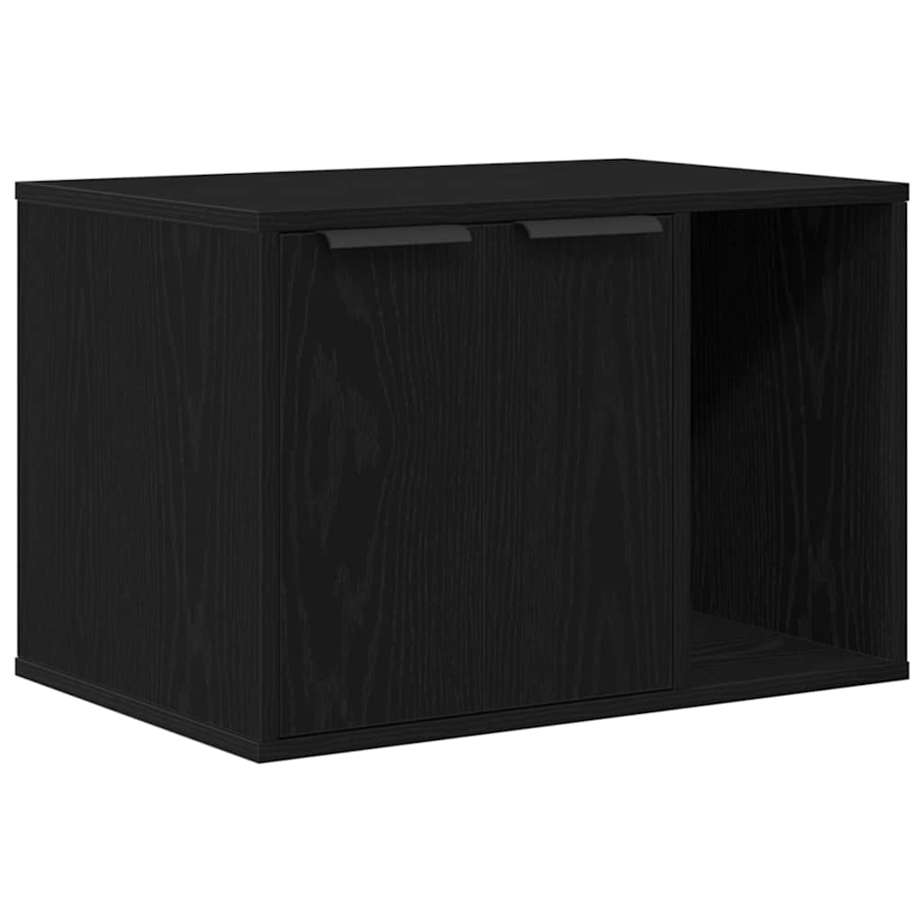 Cat Litter Box Enclosure Black Oak 60x40x40 cm Engineered Wood
