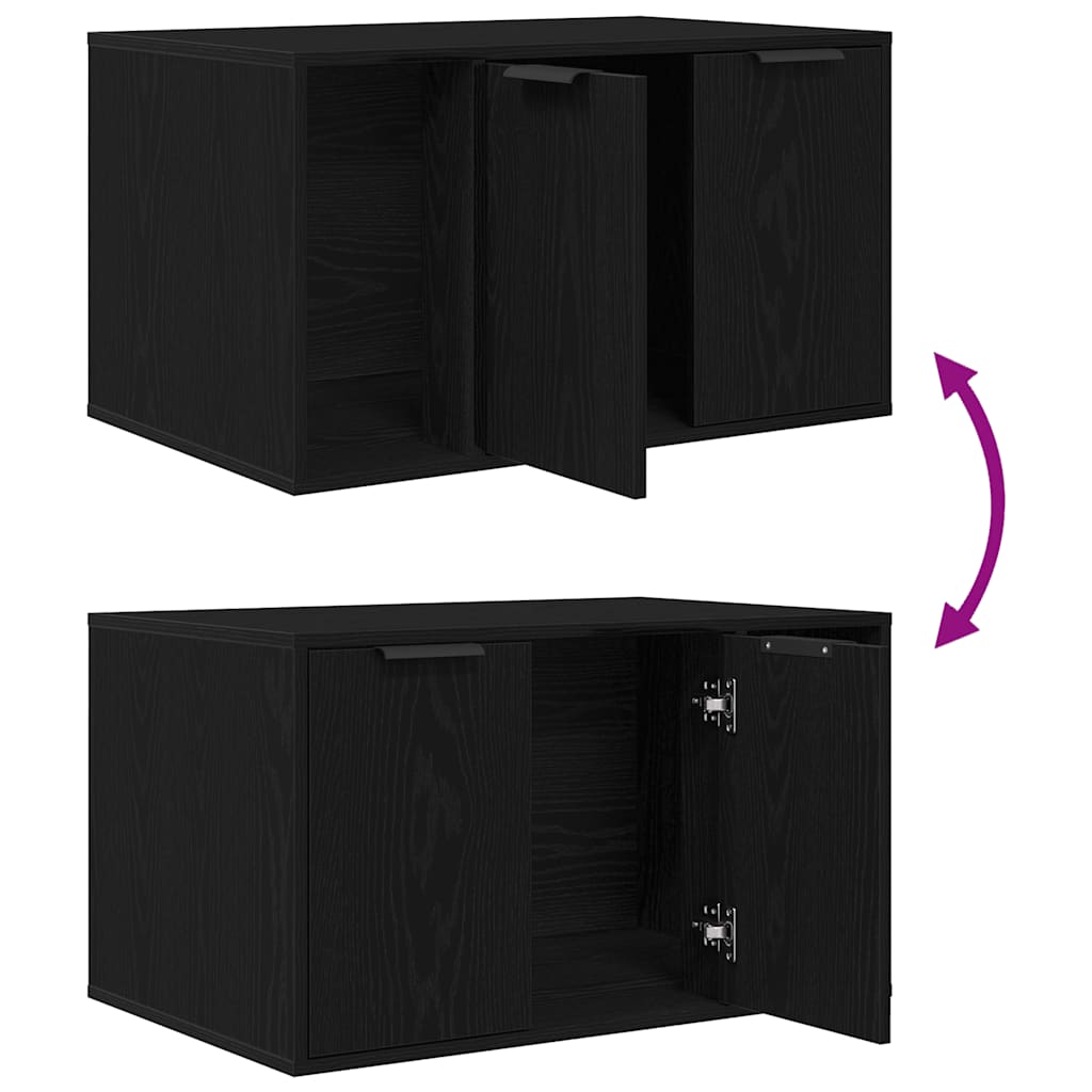 Cat Litter Box Enclosure Black Oak 80x50x45 cm Engineered Wood