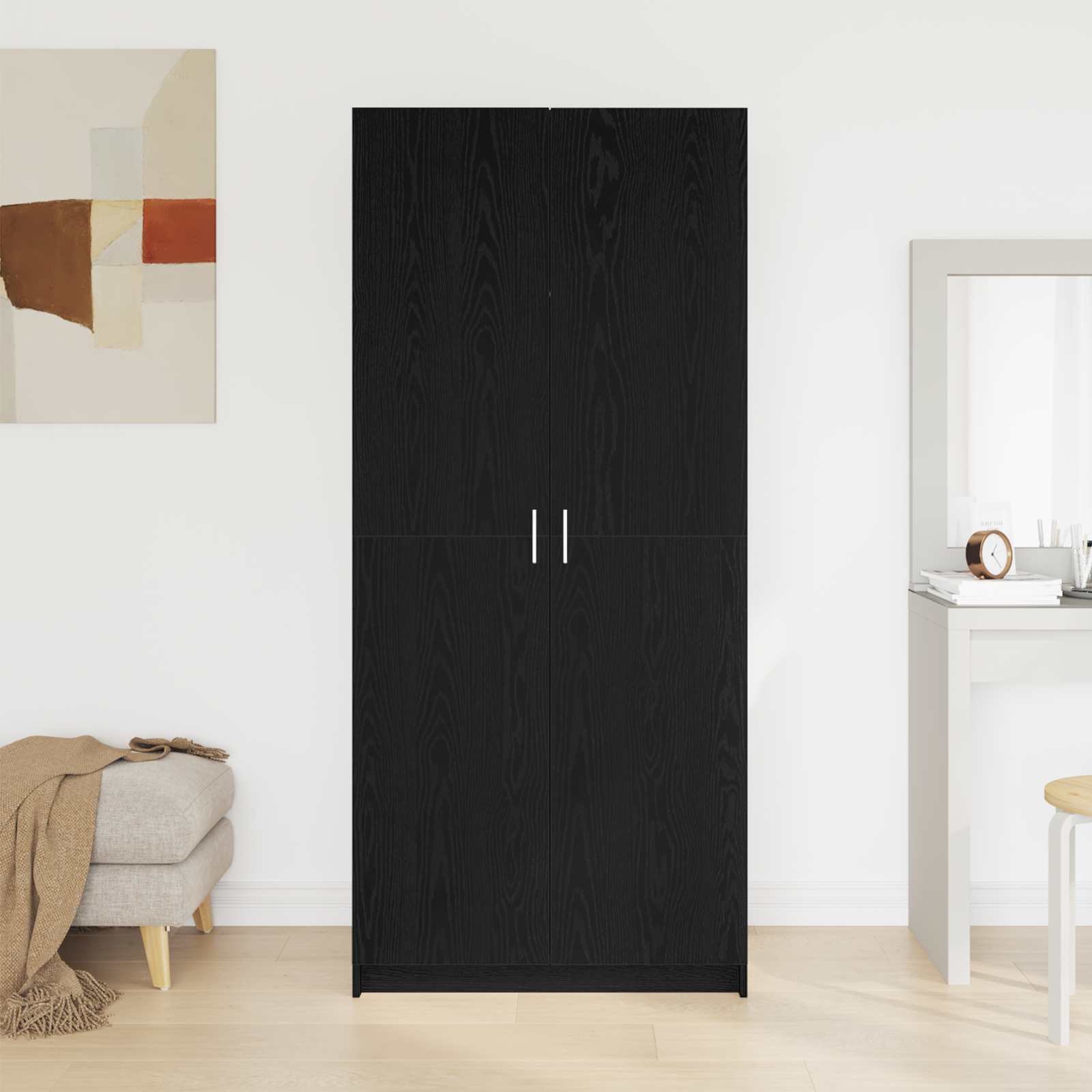 Wardrobe with Door Black Oak 80 x 50,5 x 180 cm Engineered Wood