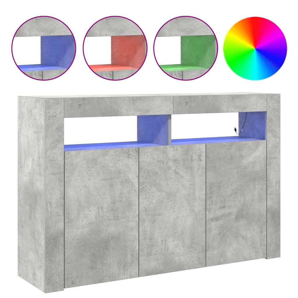 Sideboard Concrete grey 116 x 30 x 75 cm Engineered wood