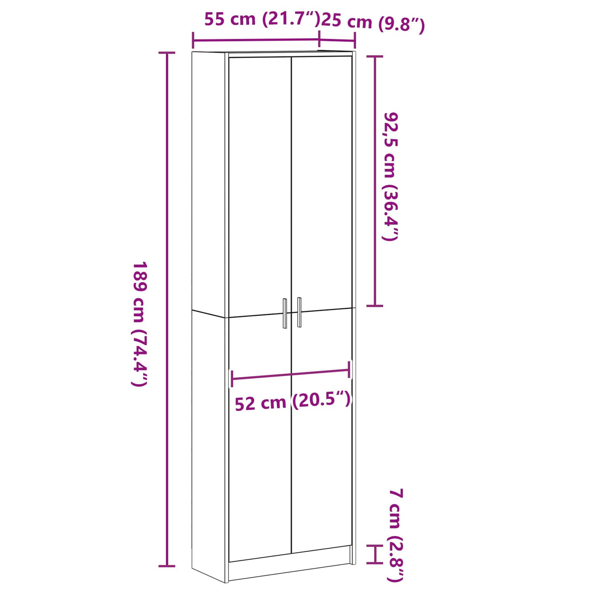 Wardrobe with Shelf White 55 x 25 x 189 cm Engineered Wood