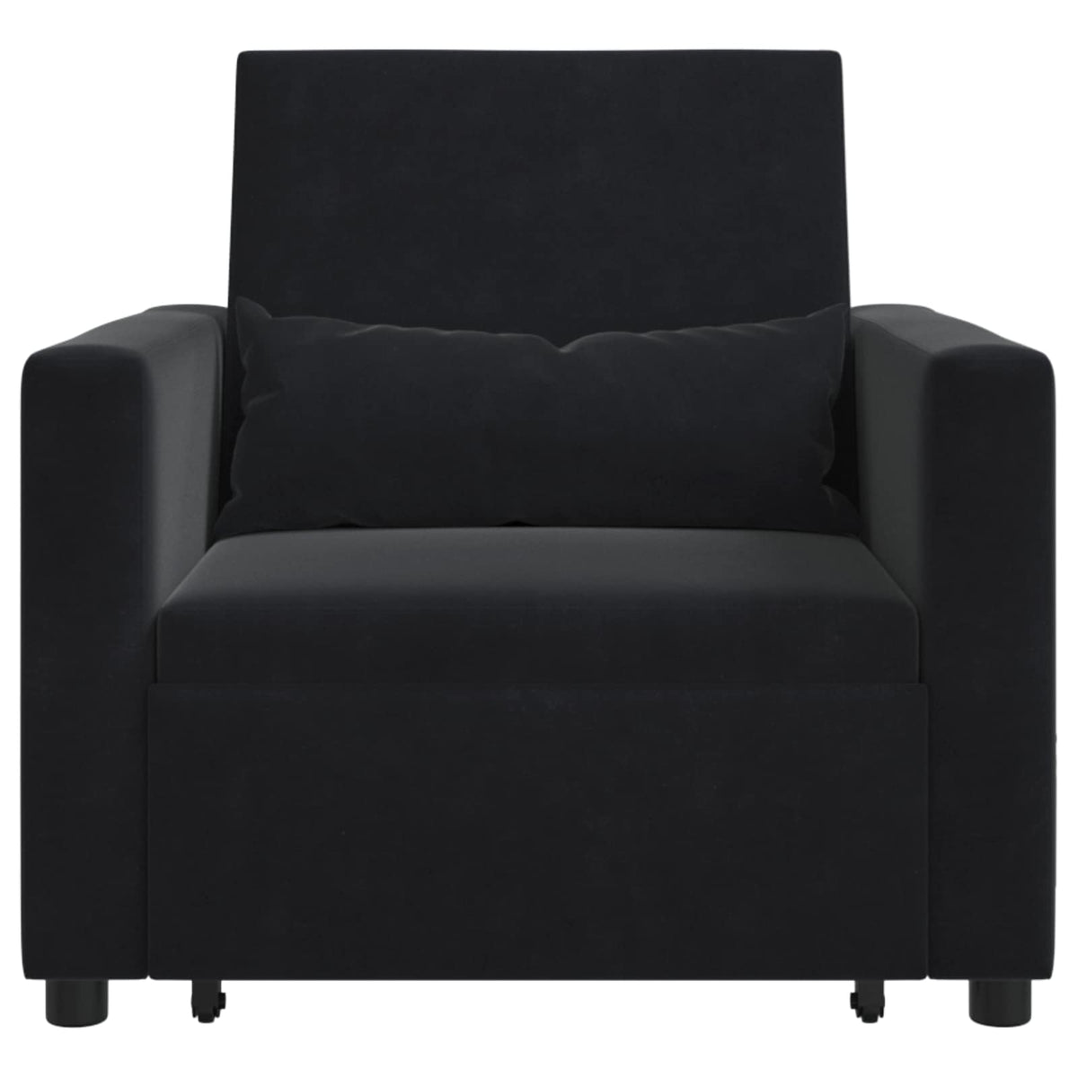 Pull out Sofa Bed Single with Wheels Black Velvet