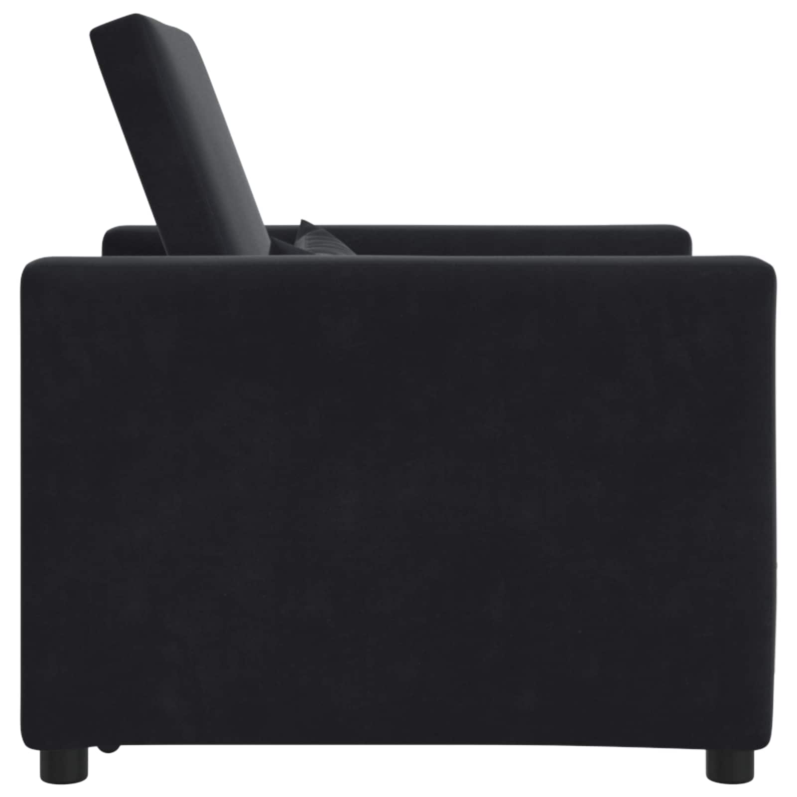 Pull out Sofa Bed Single with Wheels Black Velvet