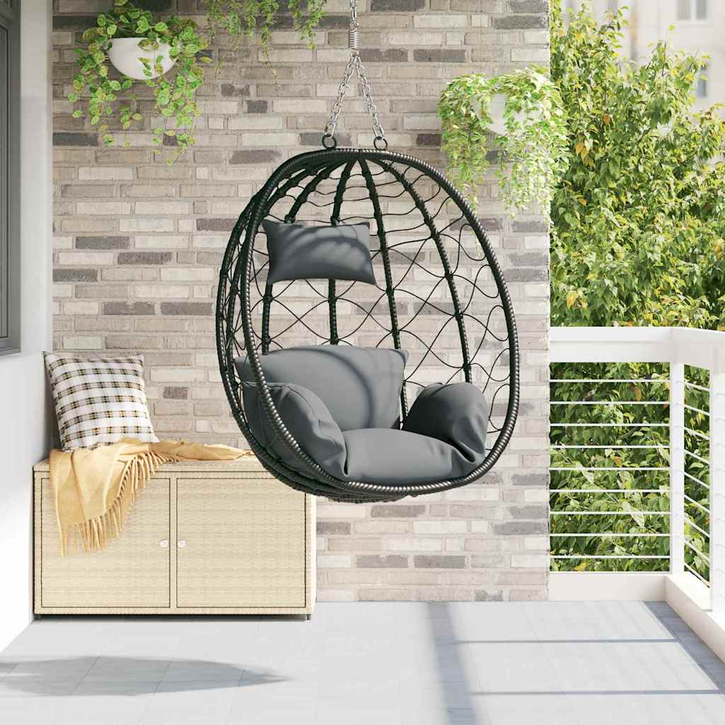 Hanging Egg Chair Anthracite 91.5 x 54.5 x 107 cm Poly Rattan
