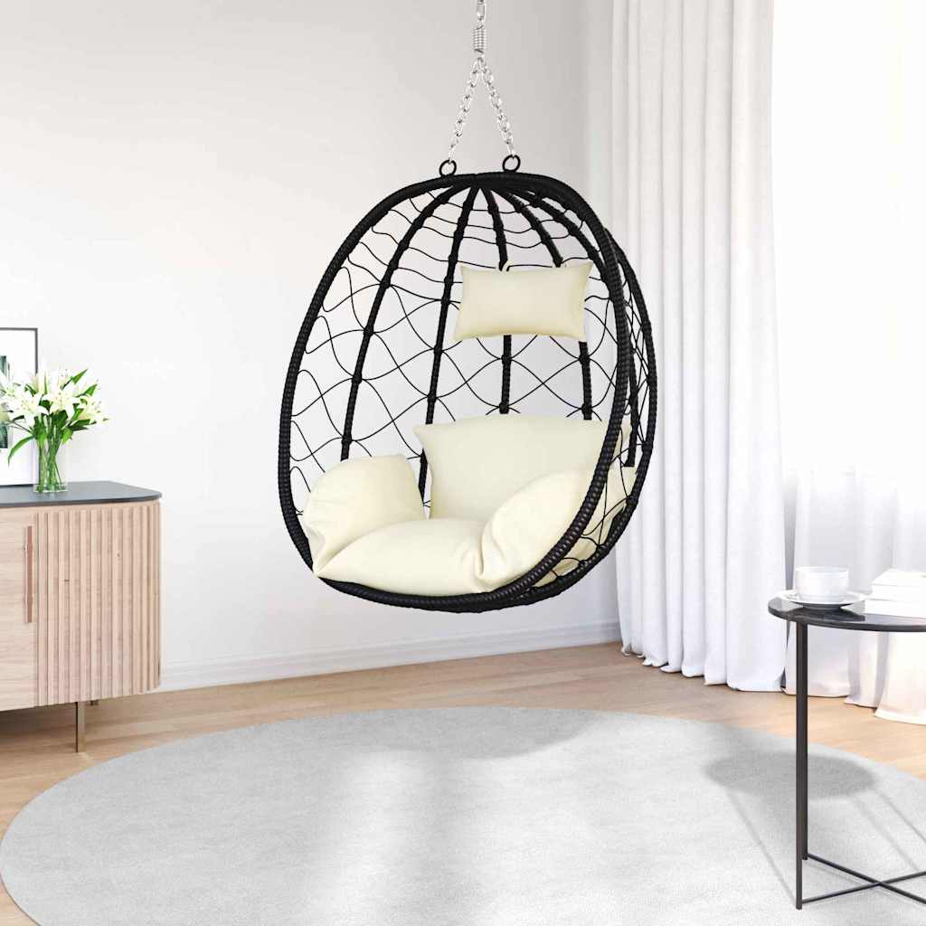Hanging Egg Chair Cream white 91.5 x 54.5 x 107 cm Poly Rattan