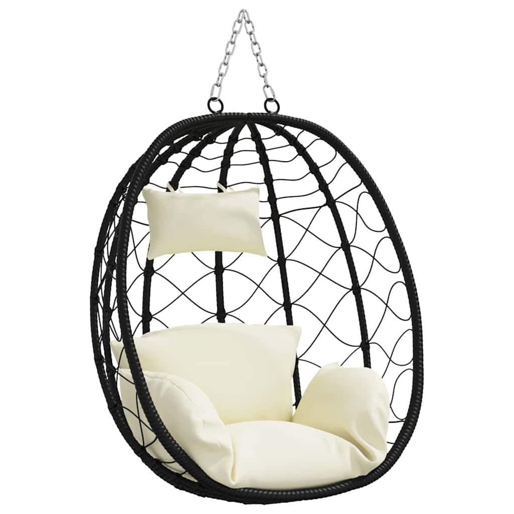 Hanging Egg Chair Cream white 91.5 x 54.5 x 107 cm Poly Rattan