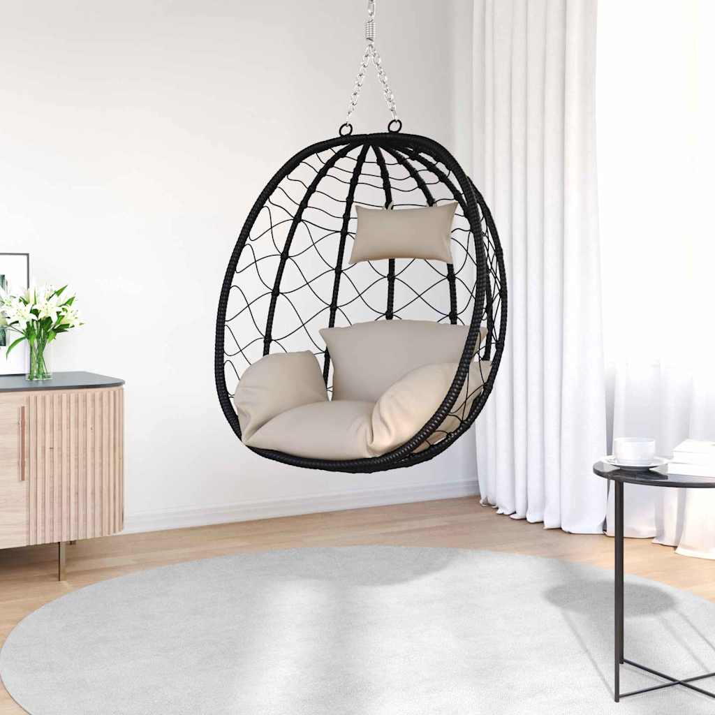 Hanging Egg Chair Manual Taupe 91.5 x 54.5 x 107 cm Poly Rattan